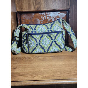 Vera Bradley Cambridge Blue & Green Shoulder Bag Handbag Purse Adjustable Strap